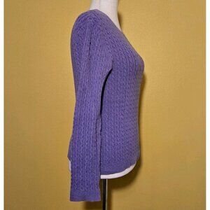 Fieldgear Sweater Cableknit Crew‎ Cotton Lilac Purple Large Womens UK Coastal